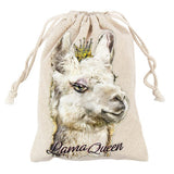 Lama Queen Tekst Strijk Applicatie op een linnen tas