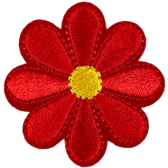 Madelief Bloemetje Strijk Embleem Patch Rood