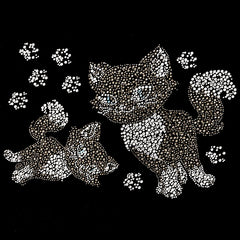 Poes Poezen Kitten Strass Applicatie Mini Catwalk