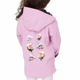 Roos Rozen Bloem Full Color Strijk Applicatie op de achterzijde van een roze jas