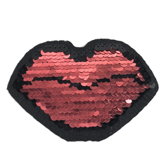 Mond Reversible Pailletten Strijk Embleem Patch