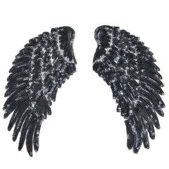 Vleugel Paillette L Strijk Applicatie Patch Set Zwart
