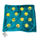 Ronde Gele Emoji Smiley Strijk embleem Patch Happy Smile samen met elf ander emoji strijk patches op een kussenhoesje