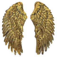 Vleugel Paillette L Strijk Applicatie Patch Set Goud