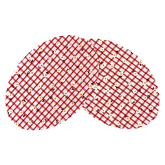 Knie Elleboog Strijk Stukken Patches Rood Wit Geruit Wit Bloemetje