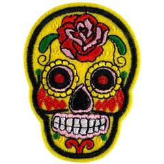 Skull Schedel Sugarskull Strijk Embleem Patch Geel