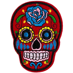 Schedel Skull Sugarskull Strijk Embleem Patch Rood