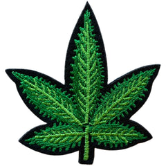 Weed Wiet Hennep Cannabis Blad Strijk Embleem Patch S