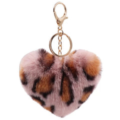 Sleutelhanger Pluche Hart Luipaard Print Tas Hanger Oud Roze
