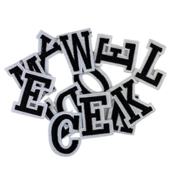 Alfabet Strijk Embleem Letter Patch Zwart Wit