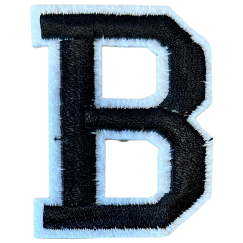 Alfabet Strijk Letter Embleem Patches Zwart Wit Dun Randje