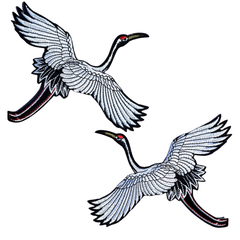 Kraanvogel Strijk Embleem Patch Set L+R