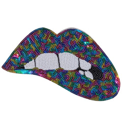 Mond Bijt Op Lip Pailletten Strijk Embleem Patch Multicolor