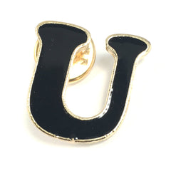 Zwarte Letter U Emaille Pin