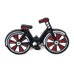 Fiets Emaille Pin Zwart Rood Witte Wielen
