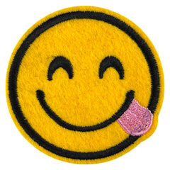 Emoji Uitgestoken Tong Roze Strijk Patch
