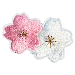 Bloemetje Roze Wit Strijk Embleem Patch