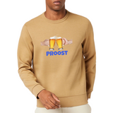 Bier Glazen Bierpull Proost Tekst Full Color Strijk Applicatie Large op een geel beige sweater