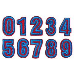Cijfer Nummer Strijk Embleem Patches Blauw Rood