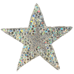 Ster Strass Strijk Embleem Patch Doorzichtig Wit