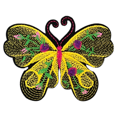Vlinder Strijk Embleem Patch Artistiek Geel