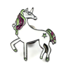 Witte Eenhoorn Met Paars Groene Manen Emaille Pin