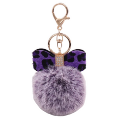 Sleutelhanger Pom Strik Strass Tas Keychain Paars Lila