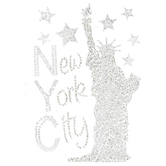New York City Tekst Lady Liberty Strass Strijk Applicatie