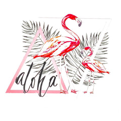 Flamingo Aloha Tekst Strijk Applicatie