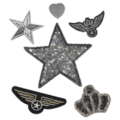 Ster Luchtmacht vleugels Kroon Hart Strijk Embleem Patch Set 6 Stuks