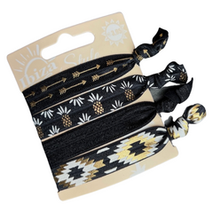 Haar Elastiek Ibiza Style Azteken Print Zwart Goud