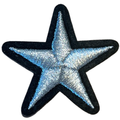 Ster Sterretje Strijk Embleem Patch Zwart Zilver