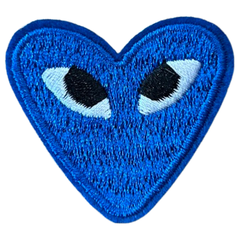 Hartje Met Oogjes Strijk Embleem Patch Donker Blauw