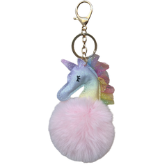 Eenhoorn Pom Fluffy Tas Sleutelhanger Keychain Roze