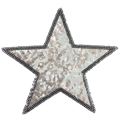 Ster Sterren Strijk Embleem Patch Paillette Zilver