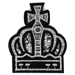 Kroon Strass Strijk Embleem Patch Zwart