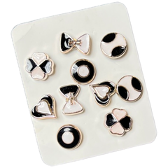 Pin Broche Steek Pin Knopen Set Mixed Zwart Wit 10 stuks