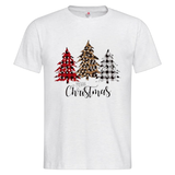 Kerst Kerstbomen Merry Christmas Strijk Applicatie op een wit t-shirt