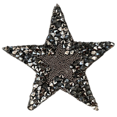 Ster Strass Strijk Embleem Patch Antraciet