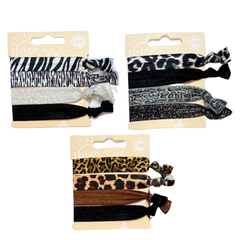 Ibiza Style Haar Armband Elastieken Drie Kaartjes Glitter Animal Print