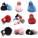 Sleutelhanger Slapende Baby Roze Pompom