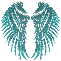 Vleugel Engel Paillette Vleugels XXL Strijk Embleem Patch Set Blauw
