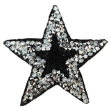 Ster Strass Strijk Embleem Patch Zilver Zwart