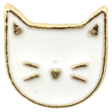 Witte Poes Kat Emaille Pin